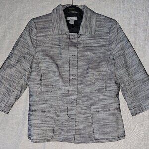 Ann Taylor Size 10 Gray Textured Jacket | Structured Minimalist Blazer
